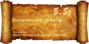 Balassovich Szelim névjegykártya